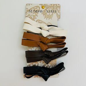 SUNDAY STATE Multi Color Faux Leather Hair Bow Ribbon Ties, Set of 8